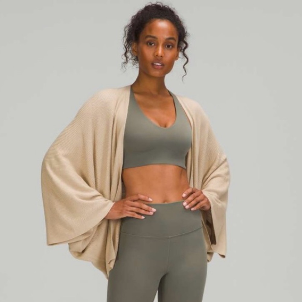 Lululemon Athletica Beige Cashlu Textured Wrap Cardigan
